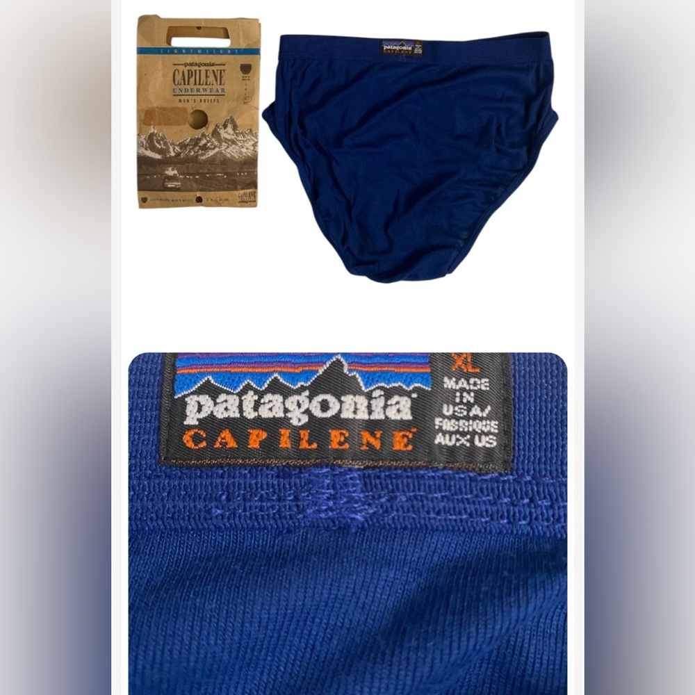 RARE🔥 Patagonia Lightweight Capilene Underwear BRIEFS 1994 Men’s XL Navy Blue